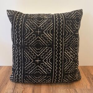Mae Woven - Decorative Black and Cream Pillow - 20” x 20”